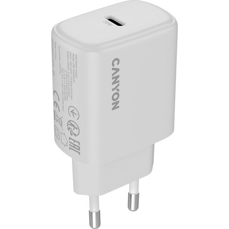 Chargeur mural Canyon OnCharge 200 20W 1xPD UE Blanc (1/5)