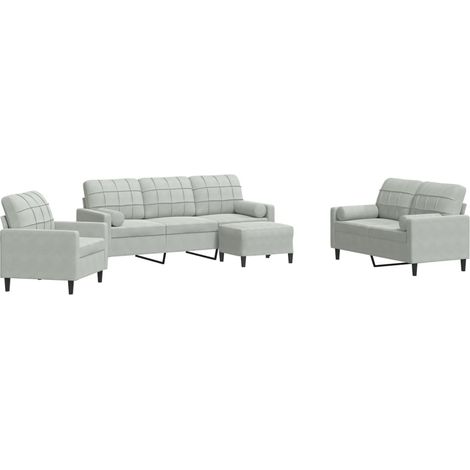 Maison Exclusive - Set di Divani 4 pz con Cuscini e Rinforzi Grigio Chiaro Velluto