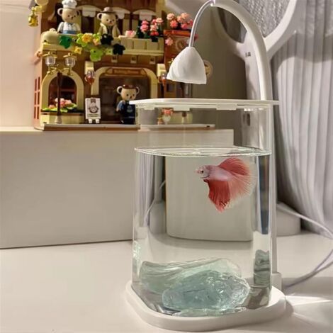 Aquarium de bureau créatif LED en verre à économie d'énergie alimenté par USB micro paysage écologique guérison aquarium ornements décoratifs (sans décoration) (1/3)