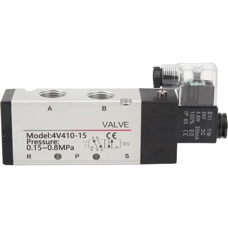Electric solenoid valve 4V410 15 PT1/2, 2-position interface, 5-way, unidirectional control, DC24V. (1/5)