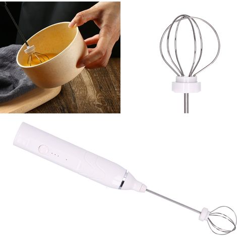 【Batteur à lait électrique】 ABS et Inox 【Mixeur】 3 vitesses 【USB】 Multifonction portable blanc Kit avec 2 embouts 219g 5V pour café latte cappuccino smoothies keto crème chocolat œuf (1/5)