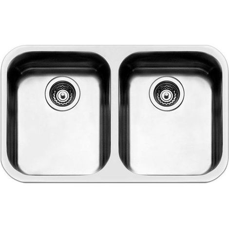 Apell FE4040UBC Lavello da incasso sotto piano Acciaio inossidabile 2 vasche 76x45x18 cm colore Acciaio spazzolato (1/2)