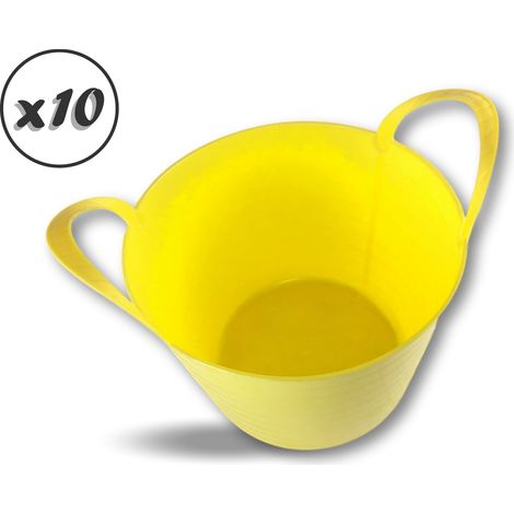 Seau bassine panier souple Récipient multifonction en polyéthylène plastique flexible résistant - Quantité x10 - Ø35 - 14 litres