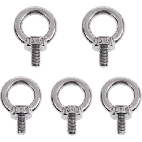 MINKUROW Anillo De Elevación Perno De Ojo M10 Levantamiento De Pesas Marino Tornillos De Rosca Macho De Acero Inoxidable 5 Piezas (1/5)