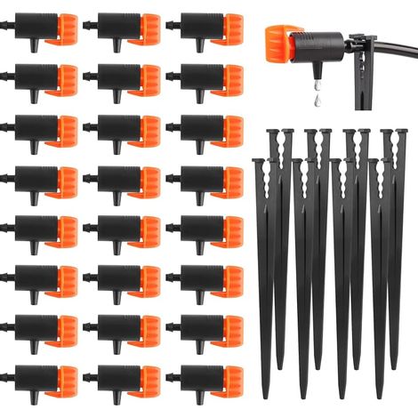 Kalolary Drill d'arrosage réglable 30P avec piquets de maintien 30P, système d'irrigation goutte à goutte compatible avec les tuyaux de 1/4", convient pour le jardin, la pelouse, les plantes, les (1/5)