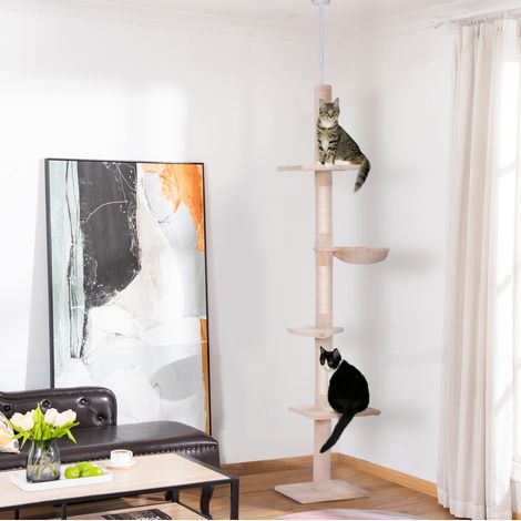Deckenkratzbaum verstellbar 230-260 cm, beige, aus Sisal HAVRYA (1/5)