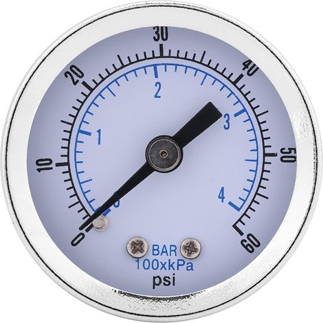 40mm Dia 0-60psi/0-4bar 1/8" BSPT Dual Scale Pneumatic Hydraulic Pressure Gauge Meter Pressure Gauge Gas Water Oil Pressure Tester Piezometer 1/8" Bspt (1/5)