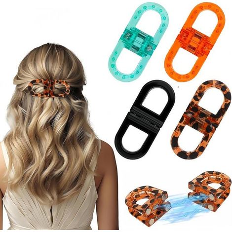 Set 4 pinces cheveux magnétiques – Antidérapantes, 2-en-1 – Pour cheveux épais et fins – Fort maintien (1/5)
