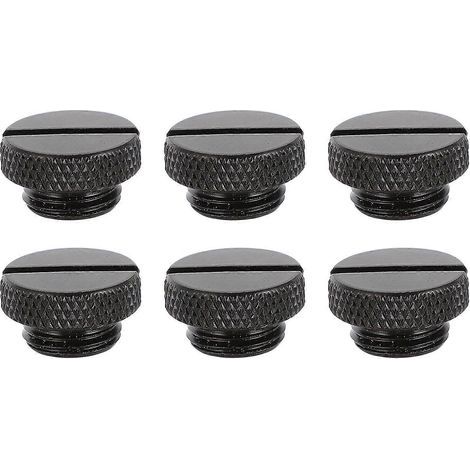Lot de 6 bouchons d'arrêt de rechange pour système de refroidissement liquide d'ordinateur, raccords G1/4 pouce-1.8X1.8X1CM-Black (1/3)