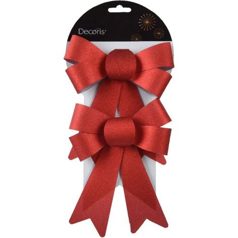 FIOCCHI DECORATIVI ROSSI GLITTERATI 2 PEZZI 17 CM KAEMINGK
