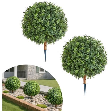 VEVOR Alberi di Bosso Artificiali con Picchetto da Terra, 2 Set da 559 mm, Arbusti e Cespugli Finti, Piante in Vaso, Finti Alberi di Seta dallAspetto Reale per Decorazioni, Portici Anteriori
