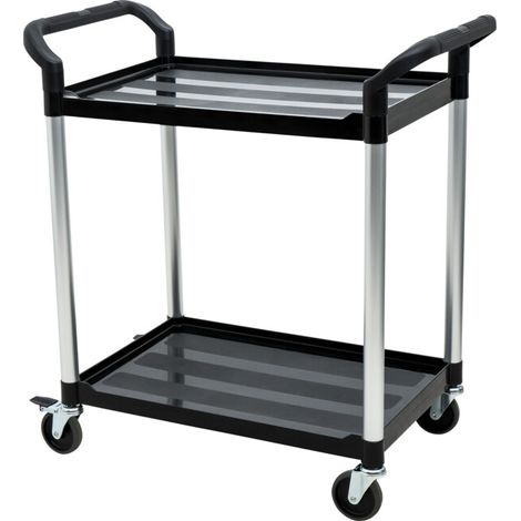 Chariot de service STIER avec 2 étagères, 750 mm de longueur x 460 mm de largeur x 825 mm de hauteur