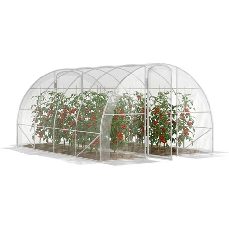 Serre tunnel de jardin 12 m² 4x3x2 m 2 portes à charnières bâche PE 150 g/m² pour plantes