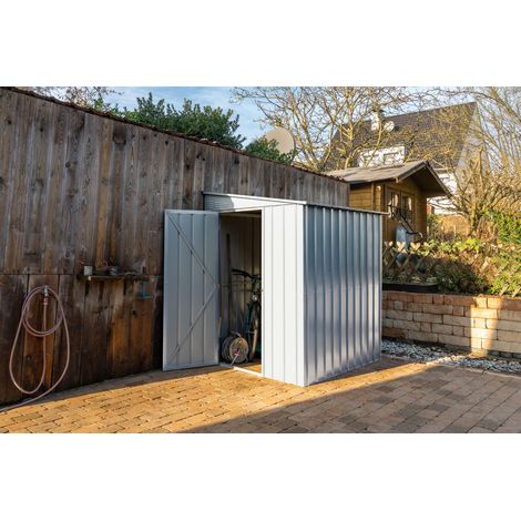 Globel Industries Metall Anlehn-Gerätehaus, Fahrradgarage "Lean-To 56", silber metallic, 2,79 m² (1/5)