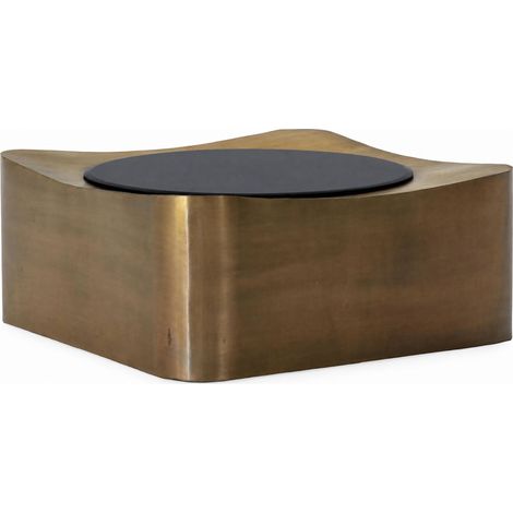 Table basse en métal laiton vieilli et verre noir - laiton vieilli et noir (1/5)