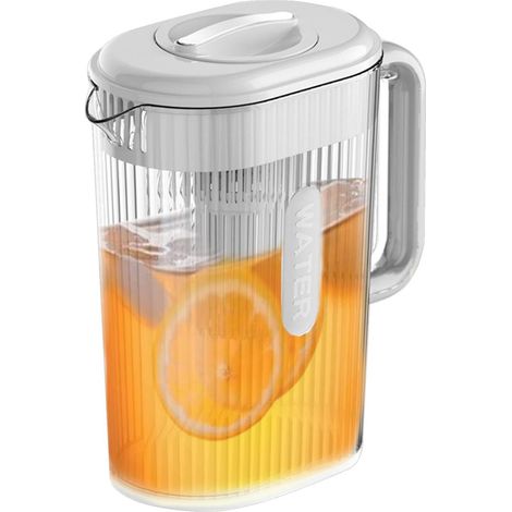 Cruche, pichet à eau, cruche à eau de 2 l avec couvercle supérieur conteneurs à jus avec filtre intégré, pichet à eau chaude et froide, cruche à boisson résistante au ca (1/5)