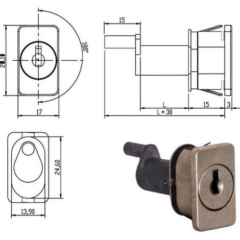 Serrure pour meubles App. Pivot vertical 35 163434 Omr