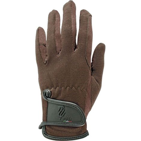 Guanti Amara per equitazione in similpelle con inserti elasticizzati con chiusura a strappo: S, Navy (1/4)