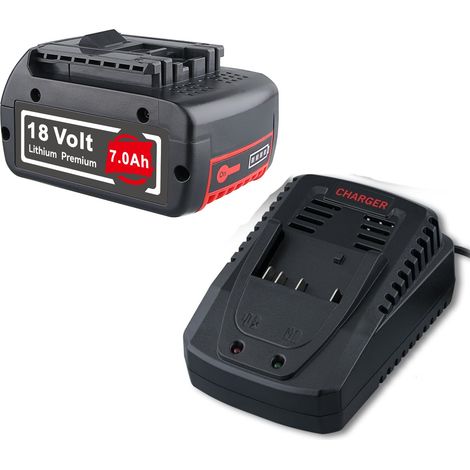 7.0Ah 18V Lithium Akku BAT609 und Akku 14.4-18V Ladegerät AL1820CV Kompatibel mit Bosch BAT618 BAT609 BAT622 BAT609G BAT610G