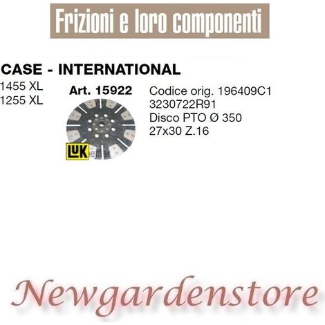 Disco PTO frizione 15922 trattore CASE INTERNATIONAL 1455 1255 XL 350mm 27x30
