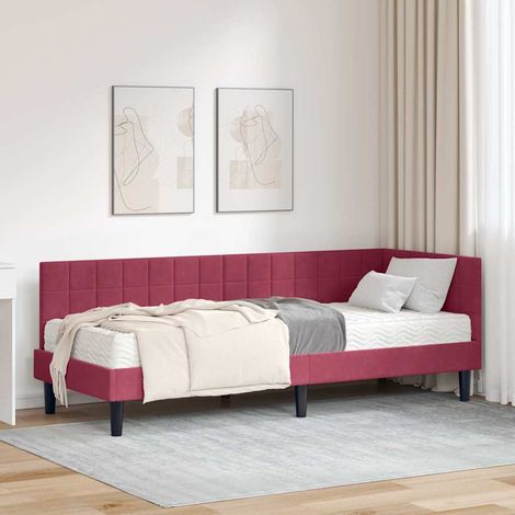 vidaXL Eckbettgestell mit Matratze mit Kopfteil 2 pcs Grün Samt (1/5)