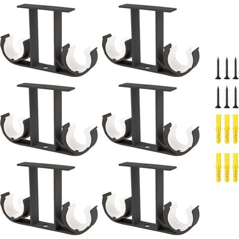 Supporti per bastoni per tende - Set da 6 pezzi - Alluminio - Nero - Per bastoni per tende da 23 a 26 mm (1/5)