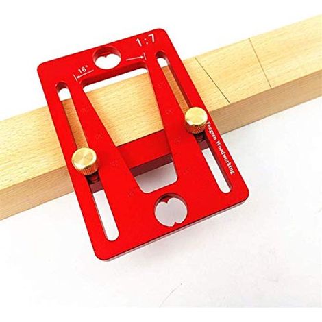 Marcatore in alluminio rosso, per giunzioni in legno e costruzioni a coda di rondine, strumento di precisione per lavori di falegnameria. (1/4)