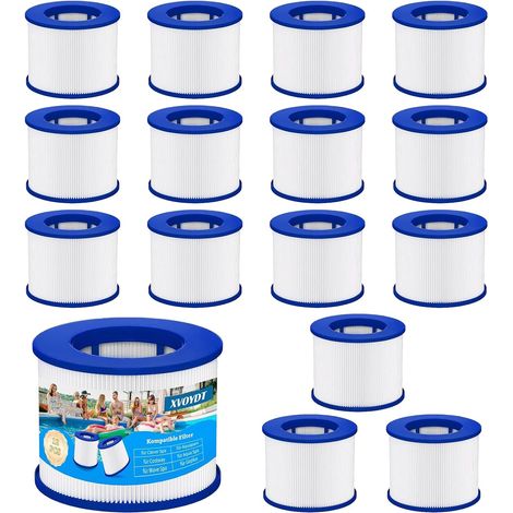 Pack of 16 replacement filters for inflatable spas, cartridge with thread for Infinite spa filter, Clever Spa 75 x 100 mm, height: 75 mm, pool filter cartridge (1/5)