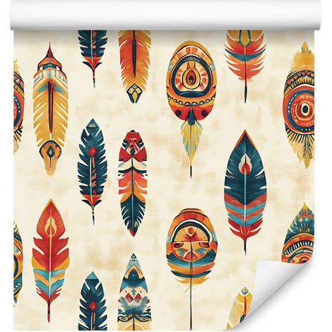 Papier peint bohème crème et or pour salon et chambre 50x1000 cm (1/5)