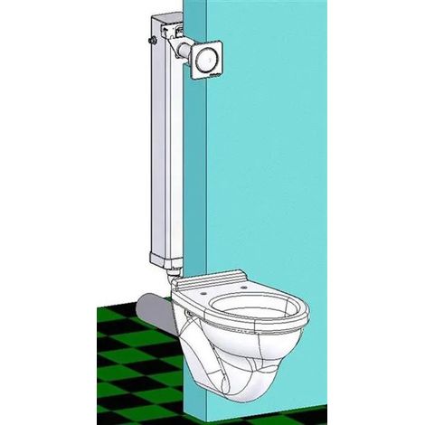 Réservoir de chasse d'eau dissimulé 6L – Installation en gaine technique – Déclenchement manuel à bouton poussoir – Matériau PVC blanc – Clara (1/3)