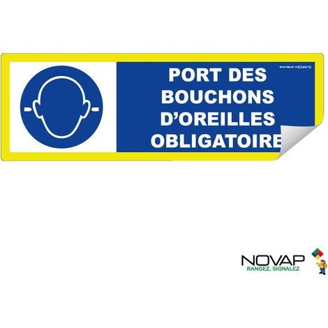 Adhésif Port obligatoire des bouchons d'oreilles - haute visibilité - 450x150mm - 4100890