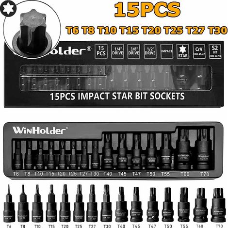 (noir) Coffret de 15 douilles Torx à impact T6 à T30 TRX-Star pour kit de réparation d'atelier (1/5)