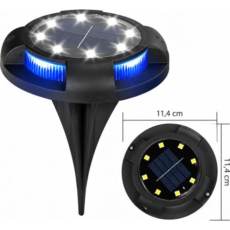 Spot solaire encastrable de sol 8+4 LED lumière blanche et latérale bleue en acier inoxydable 8 4 réf 2987 13,5 × 1,35 × 1,3 cm 300 g – Livraison gratuite