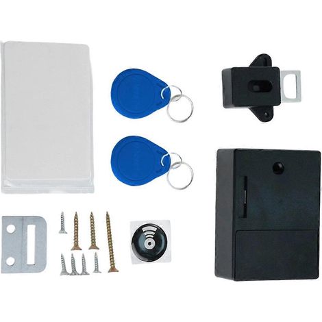 Serrure numérique intelligente RFID pour meubles - Design invisible, aucun perçage requis, accès par carte magnétique, noire. (1/5)