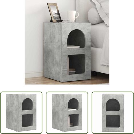 vidaXL Betonfarbe - Nachttisch Beton Grau 29,5 x 33,5 x 50 cm Holzwerkstoff (1/5)