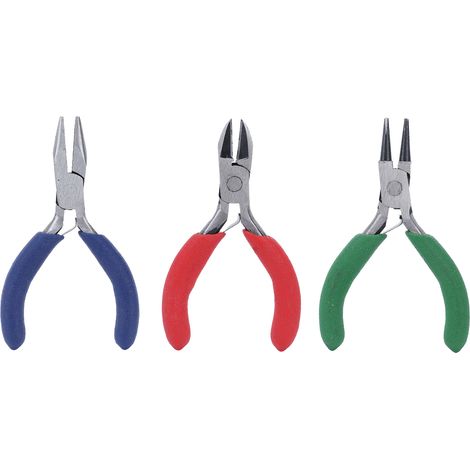 Ensemble de 3 pinces (couleur aléatoire) : pinces à bec fin, pinces à bec rond, coupe-fils, outils à main pour le bricolage. (1/2)