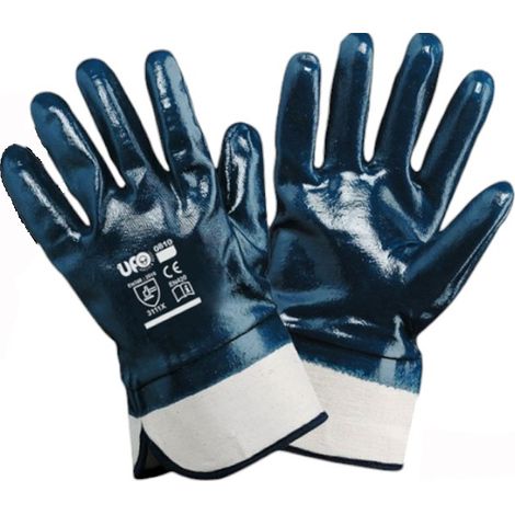 GUANTI DA LAVORO JERSEY NBR BLU POLSINO DI SICUREZZA RICOPERTO TG10XL 12PAIA UFO