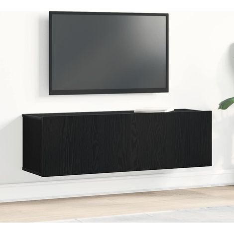 Meuble TV-Banc TV-Meuble Télé Chêne noir 100 x 30 x 30 cm Bois d'ingénierie (1/5)