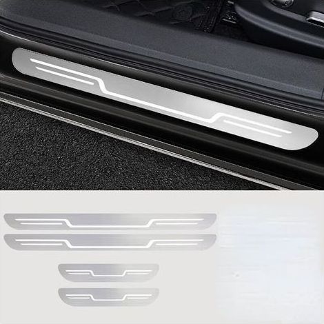 Ensemble de 4 protections de seuil de porte, antidérapantes et anti-rayures, accessoires auto, finition argent brossé.