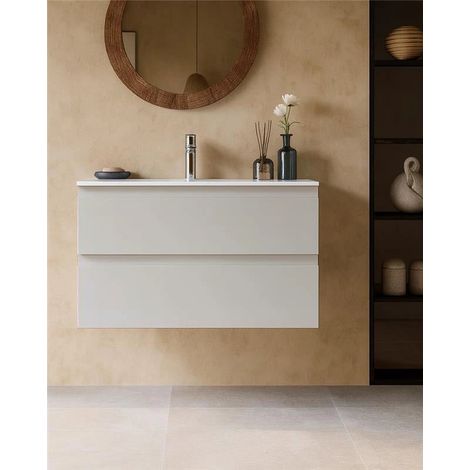 Exagonshop Mobile bagno grigio caldo 90x45 Pesaro lavabo in