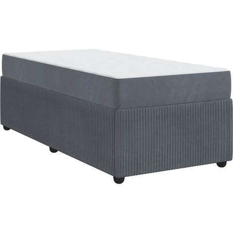 Lit simple,Lit adulte,Cadre de lit avec matelas Gris foncé 90 x 200 cm Velours CFW2464184 (1/5)