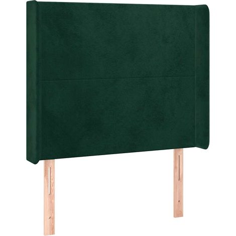 Testiera Testata del letto ad Orecchio Verde Scuro 103x16x118/128cm in Velluto (1/4)