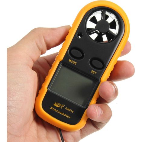 Tragbares digitales Anemometer, genaue Messung von Geschwindigkeit, Temperatur und Windgeschwindigkeit, hintergrundbeleuchtetes LCD-Display.