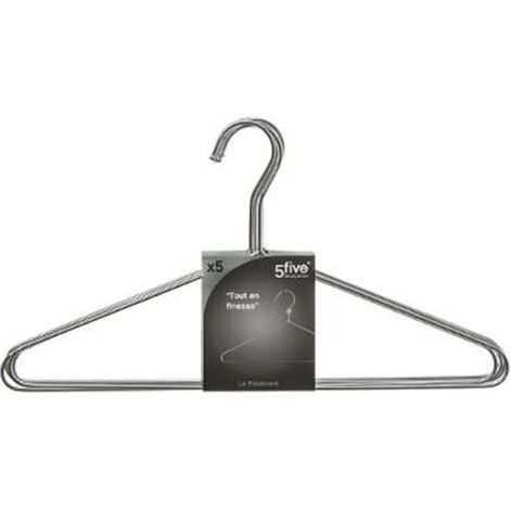 Five Simply Smart – Lot de 5 cintres en métal 40cm chrome – Finition élégante – Robuste et durable pour rangement vêtements – Idéal pour penderie
