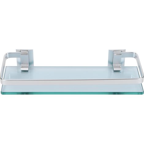 Étagère en aluminium spatial, en verre trempé épais, pour salle de bain et toilettes. Organisateur de rangement en verre. (1/5)
