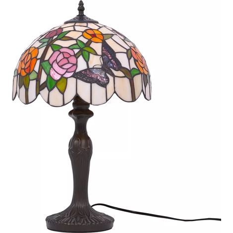 Lampe de table Tiffany vitrail roses ROSE Kaja K-G12835 (1/5)