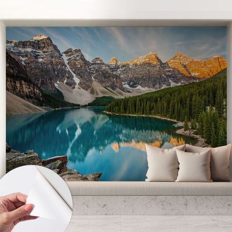 Papier peint autocollant avec imprimé pour cuisine facile à appliquer pour mur a motif Reflet de montagne 208x146 cm (1/5)