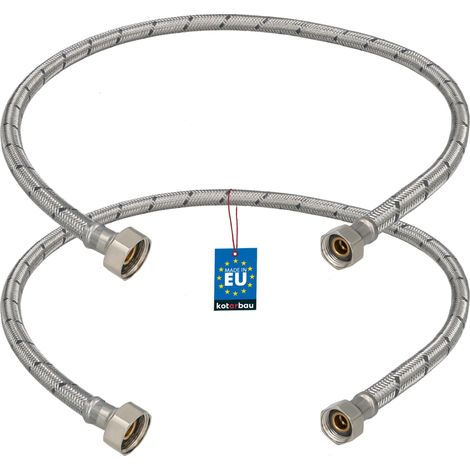 KOTARBAU® Lot de 2 Flexible Robinet 1/2"x3/8" - Tuyau Robinet 80cm - Acier Inoxydable - Rallonge Robinet Cuisine Flexible - Tuyau Robinet Cuisine Flexible - Tuyau Flexible Plomberie - Argent (1/4)