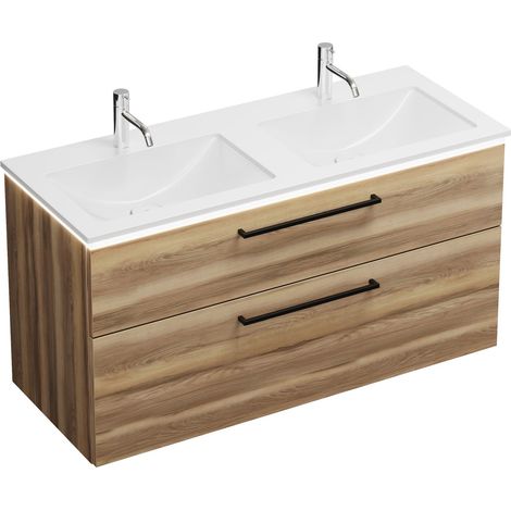 Meuble bas Burg Eqio en fonte minérale WT+WT, décor Frassino Cappuccino/Alpinew. GR0234