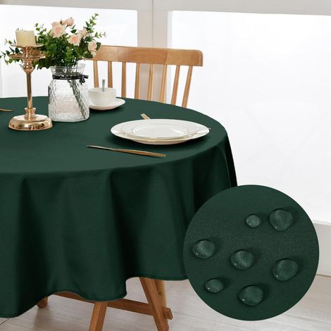 Nappe ronde 180cm Vert, lavable, antitache, Polyester